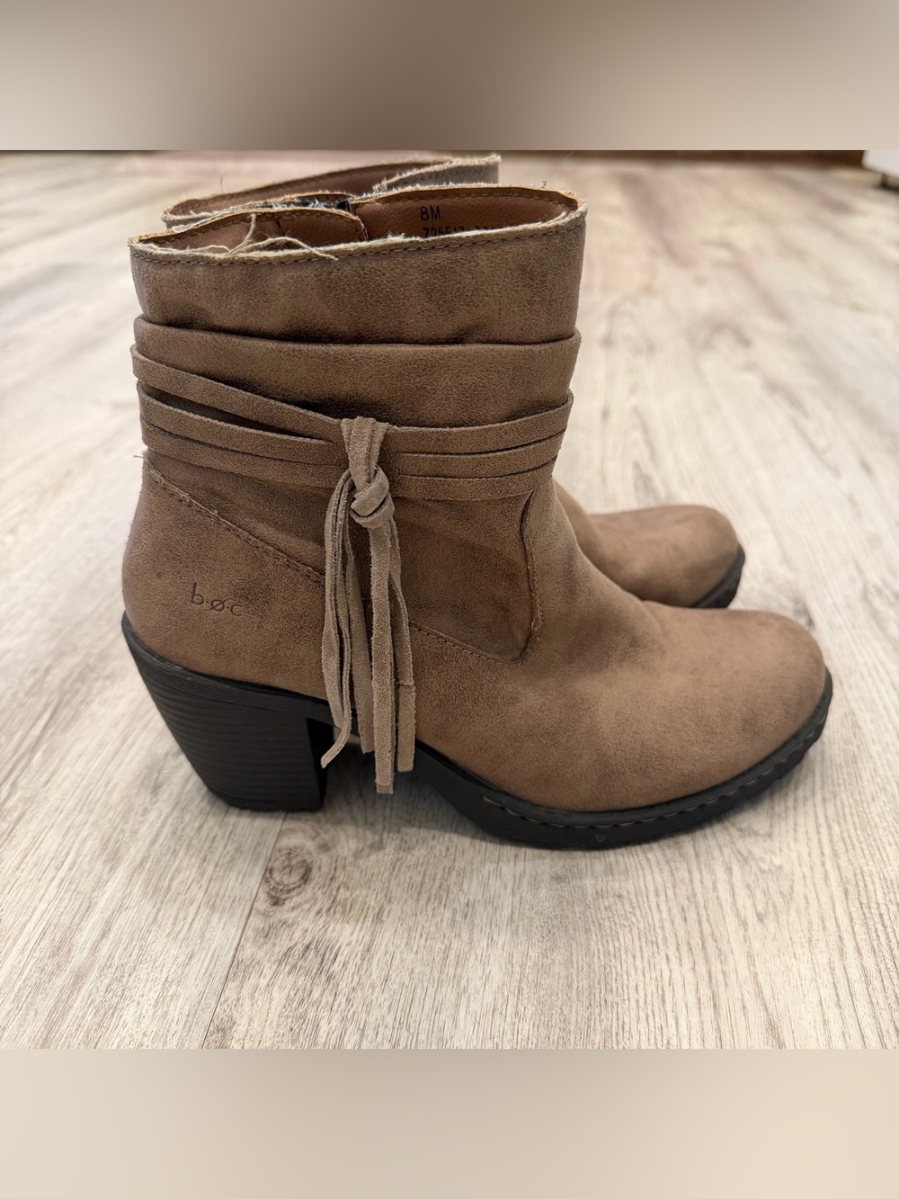 BOC Brown Fringe Ankle Boots Size 8 Boho Western Booties